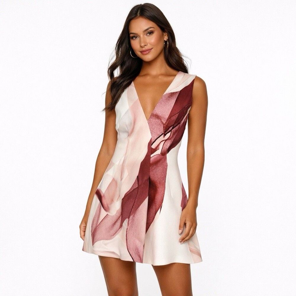 Keepsake the Label Romantic Summer Mini Dress Small  Feminine Print Structured